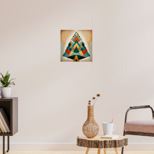 Poster Ramos de Triângulo de Natal Geométrico Art Déco