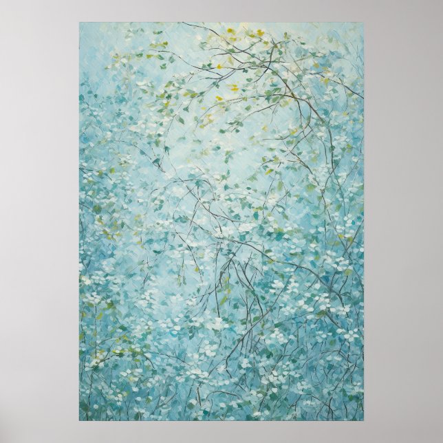 Poster Ramos Emaranhados com Flores Brancas Minúsculas (Frente)