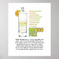Ramos Gin Fizz Cocktail Recebe Art 16.º "x20"