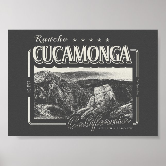 POSTER RANCHO CUCAMONGA CALIFÓRNIA - CUCAMONGA PEAK (Frente)