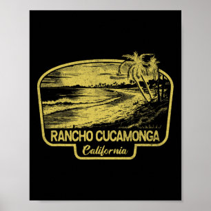 Poster Rancho Cucamonga Califórnia Praia Surf Vintage Azu