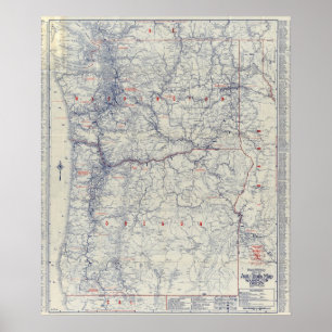 Pôster Rand McNally Official 1925 Auto Trails Map