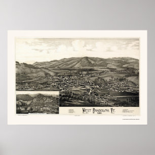 Pôster Randolph ocidental, mapa panorâmico do VT - 1886