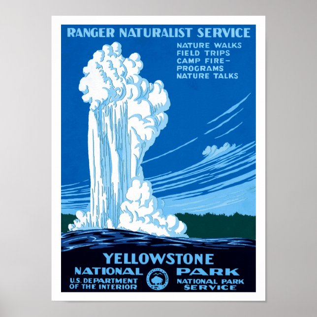 Pôster Ranger Naturalist Service ~ Yellowstone (Frente)