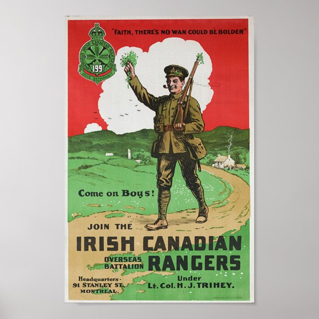 Poster Rangers Irlandeses Canadianos (Frente)