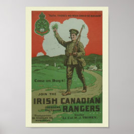 Poster Rangers Irlandeses Canadianos WW1