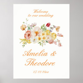 Poster Ranunculus Garden Wedding Welcome Sign