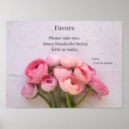 Poster Ranunculus rosa no sinal de fundo texturizado