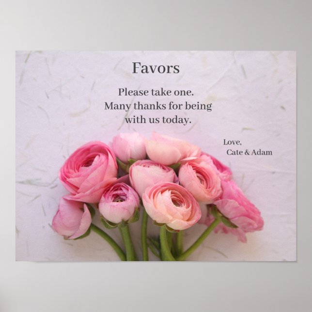 Poster Ranunculus rosa no sinal de fundo texturizado (Frente)