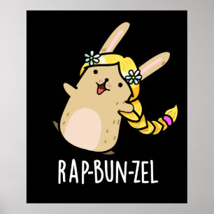 Poster Rap-bun-zel Funny Bunny Pun Dark BG