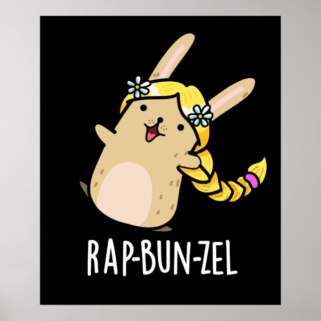Poster Rap-bun-zel Funny Bunny Pun Dark BG (Frente)