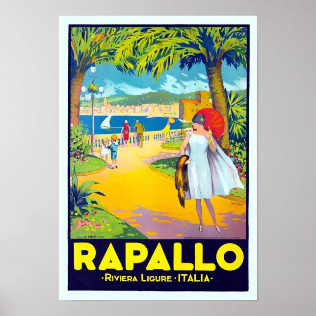 Poster Rapallo Itália viagens vintage (Frente)