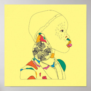 Poster Rapariga africana art boho