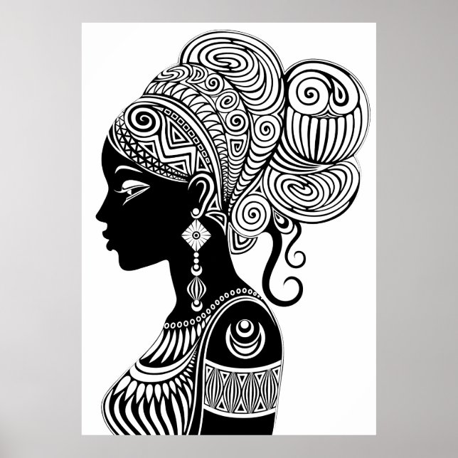 Poster Rapariga africana Retrato Tribal Tatuagem (Frente)