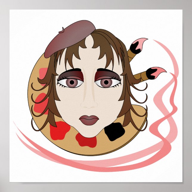 Pôster Rapariga Artista Em Vermelho (Frente)