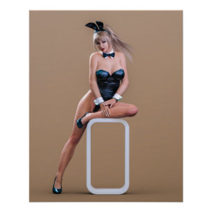 Pôster Rapariga Coelhinha de Páscoa sentada no Cubo da Bo