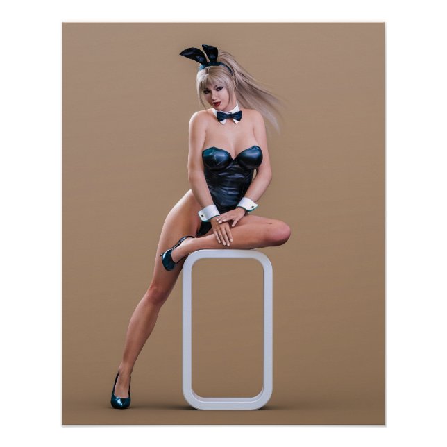 Pôster Rapariga Coelhinha de Páscoa sentada no Cubo da Bo (Frente)