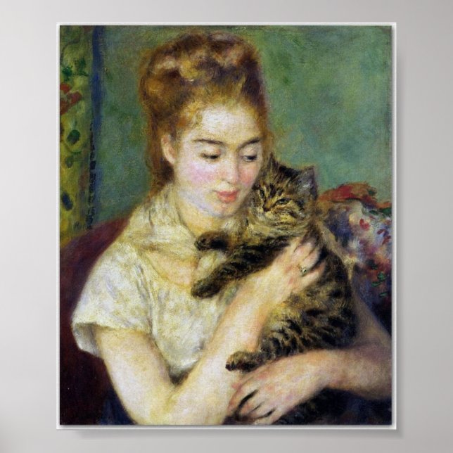 Poster Rapariga com Gato por Renoir (Frente)