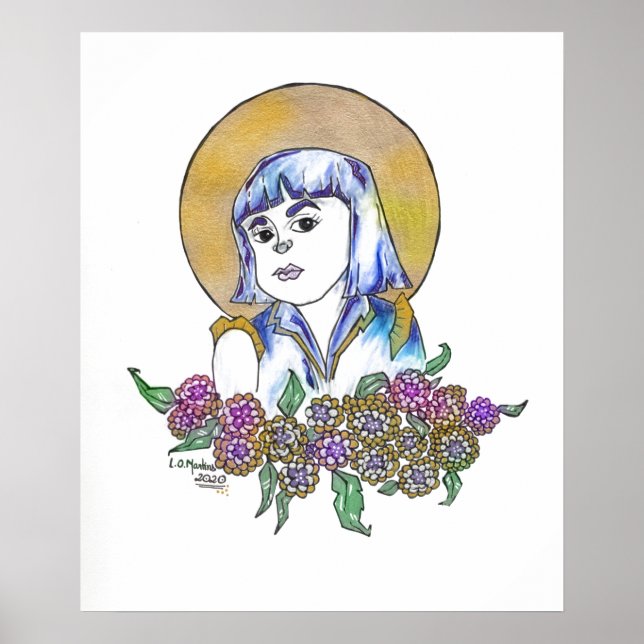 Poster Rapariga com ouro Halo Strong Women Collection (Frente)