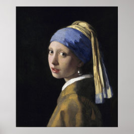 Pôster Rapariga com pérolas a ouvir por Johannes Vermeer