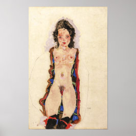 Poster Rapariga com Red Garters | Egon Schiele |