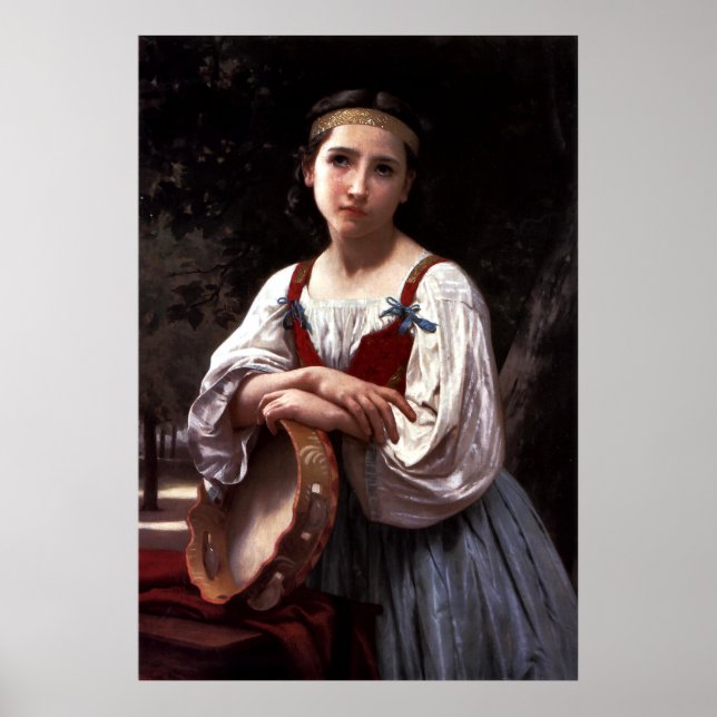 Poster Rapariga Com Um Tambor Basco 1867 William Bouguere (Frente)