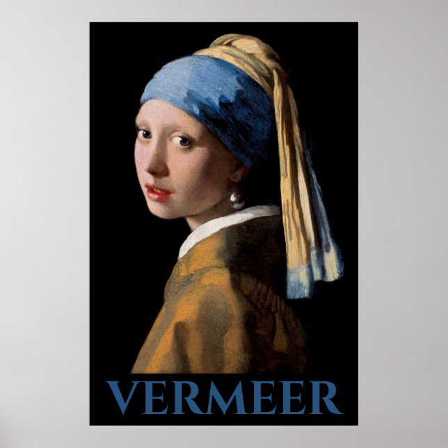 Poster Rapariga com um Vermeer de Pearl (Frente)