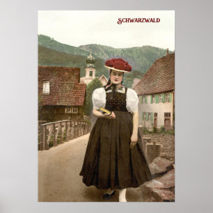 Poster Rapariga da Floresta Negra na Alemanha (c. 1900)