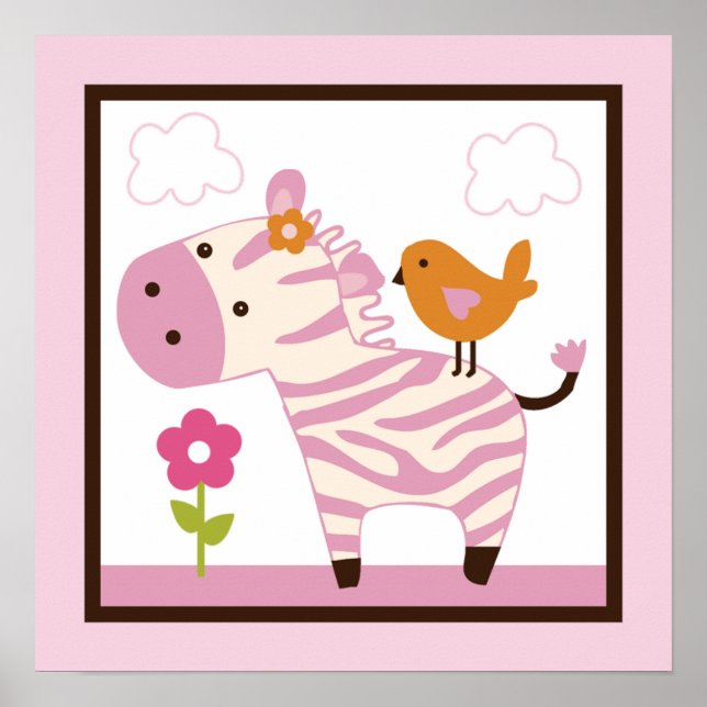 Pôster Rapariga da Selva/Poster Zebra/Arte de Parede Impr (Frente)