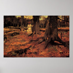 Pôster Rapariga de Branco na Floresta por Vincent van Gog