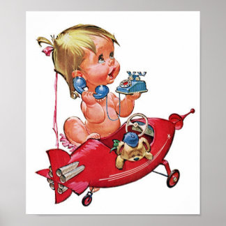 Pôster Rapariga de foguete retrorreflectora