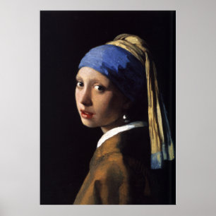 Poster Rapariga de Johannes Vermeer com pérolas