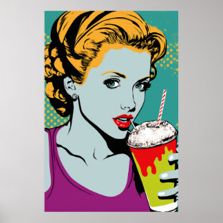 Poster Rapariga de Milkshake de Pop
