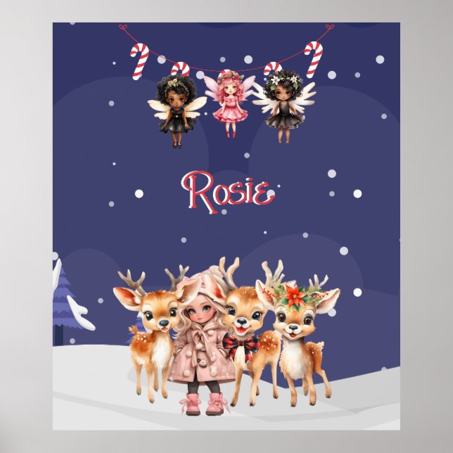 Poster Rapariga de Natal Reindeer Candy Candy Fairies (Frente)