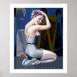 Poster Rapariga de Pin-Up com Fundo Industrial