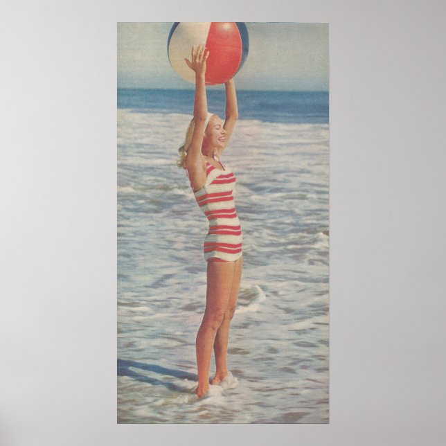 Poster Rapariga de Pinup de Praia 1958 (Frente)