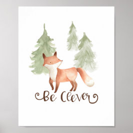 Poster Rapariga de raposa em aquarela Amigos da floresta
