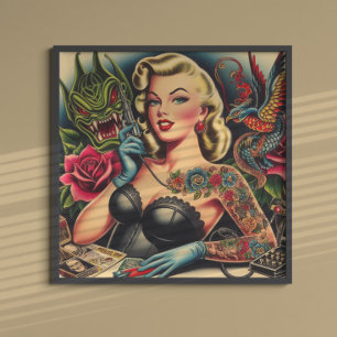 Poster Rapariga de Tatuagem na Escola Antiga