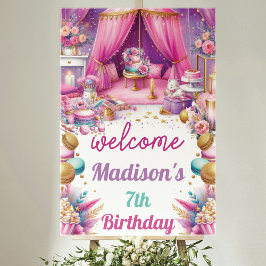 Poster Rapariga do Sonho Boas-vindas Púrpura Rosa Dourada