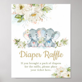 Poster Rapariga-Elefante-Chá de fraldas Raffle-Fralda-Ele