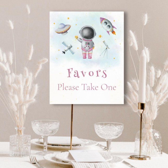 Poster Rapariga espacial Astronauta rockets (estrelas ros (Criador carregado)