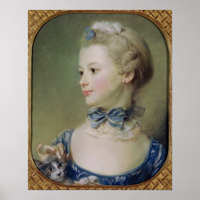 Poster Rapariga jovem com gato (Frente)