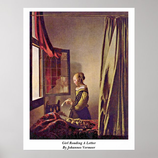 Poster Rapariga Lendo Uma Carta De Johannes Vermeer (Frente)