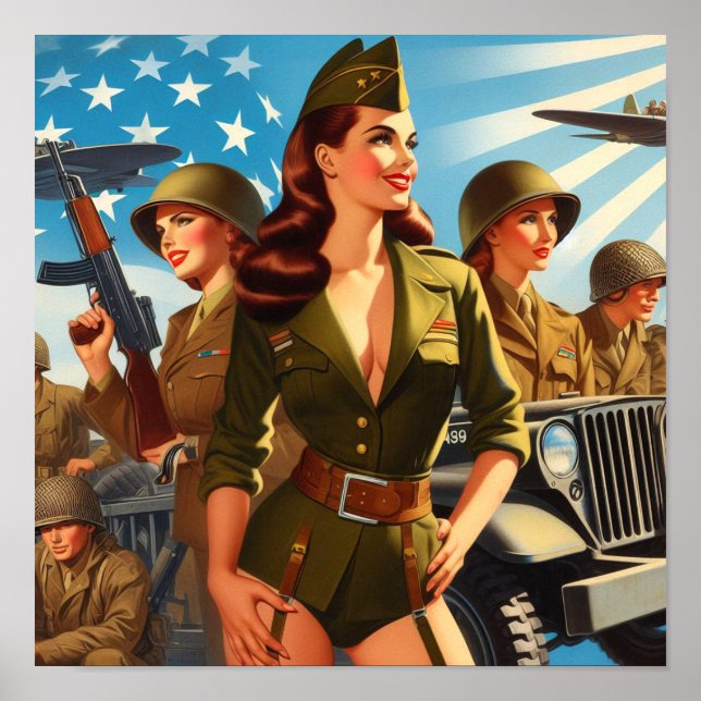Poster Rapariga Militar Vintage (Frente)