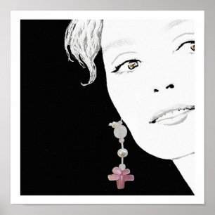 Poster Rapariga na arte da ilustração do brinco de pérola