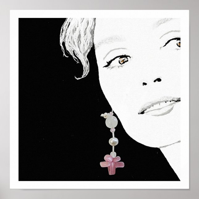 Poster Rapariga na arte da ilustração do brinco de pérola (Frente)