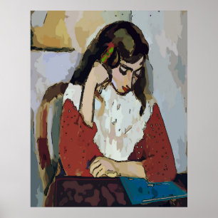 Pôster Rapariga no estilo de Abstrato de Tablet Matisse