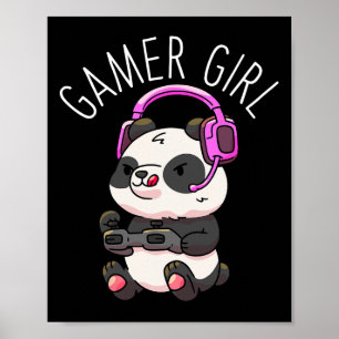 Poster Rapariga Panda Jogando Pandas Vídeo Jogo Mulheres 