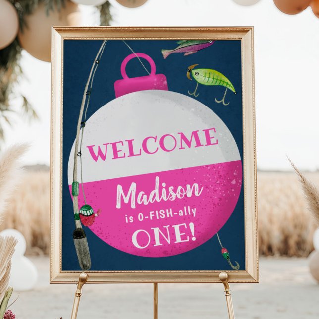 Poster Rapariga Pesca O-FISH aliada Aniversário Bem-vindo (Criador carregado)