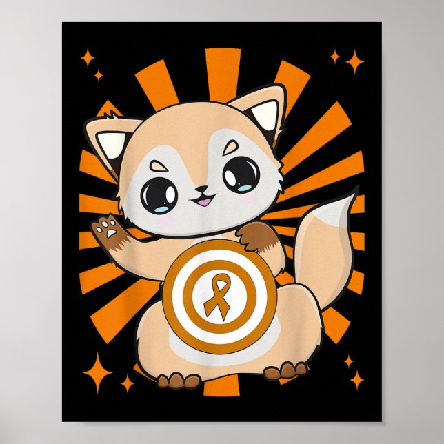 Poster Rapariga Raposa E Fita Laranja Para Conscientizaçã (Frente)
